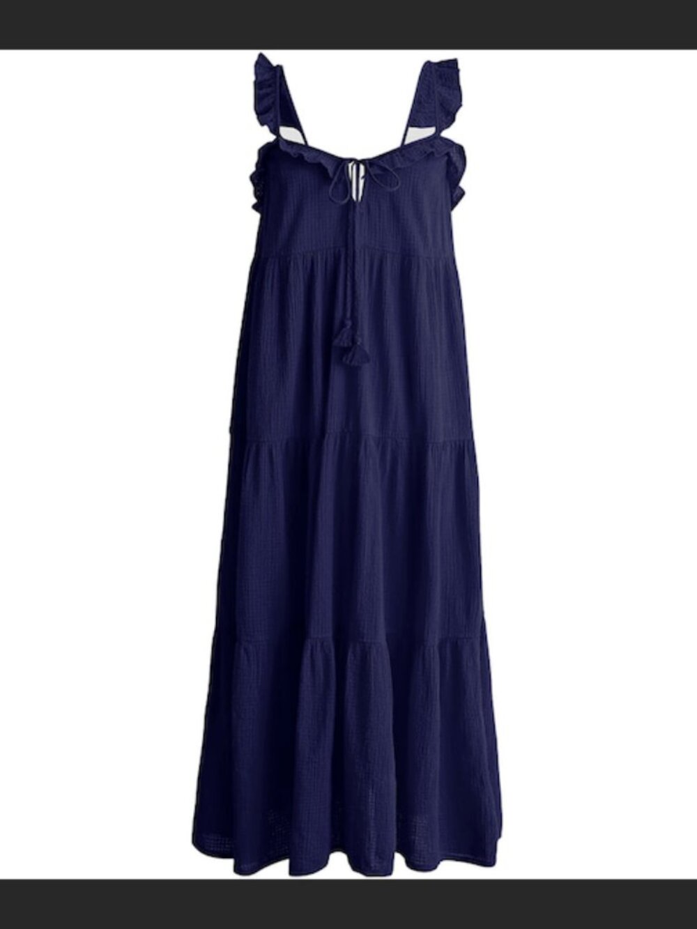 J. Crew Tiered Ruffle Midi Beach Crinkle Cotton Dress In Navy XS Retail $98.00